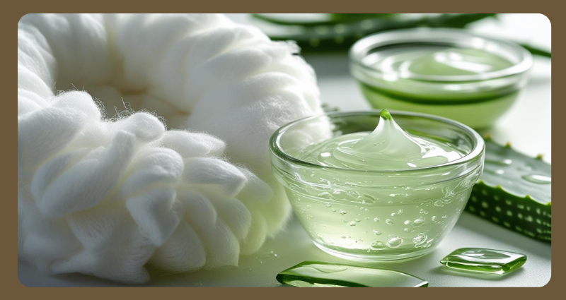 Aloe vera gel as natural toner applied with cotton pad