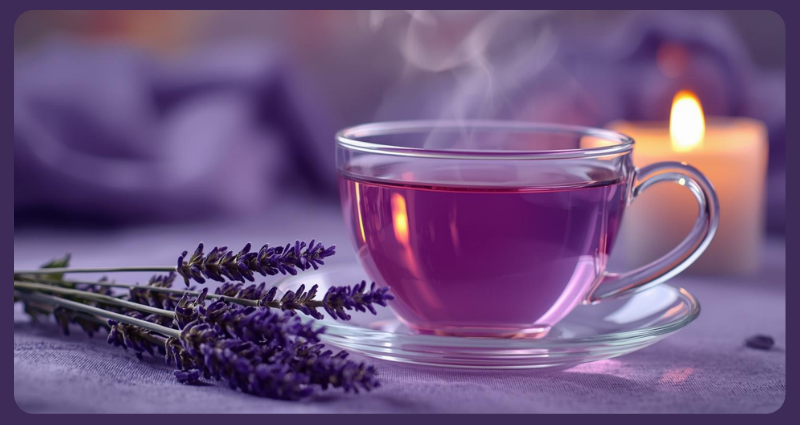 Lavender herbal tea for sleep support and calming nighttime relaxation.