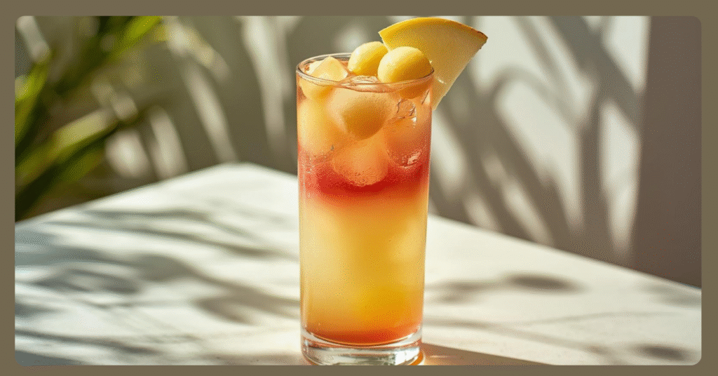 Honey Deuce Cocktail with melon ball garnish served in a tall glass